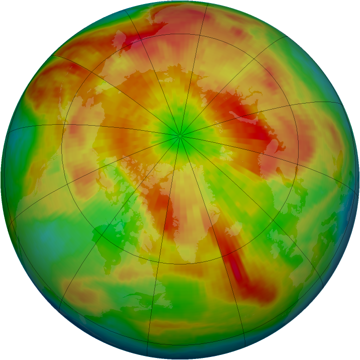 Arctic ozone map for 31 March 2004